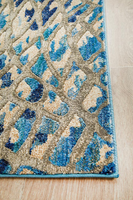 Dalaman Blue Stream Contemporary Runner Rug, Rugs, Ozark Home 