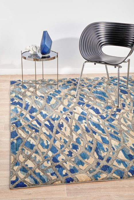 Dalaman Blue Stream Contemporary Rug, Rugs, Ozark Home 