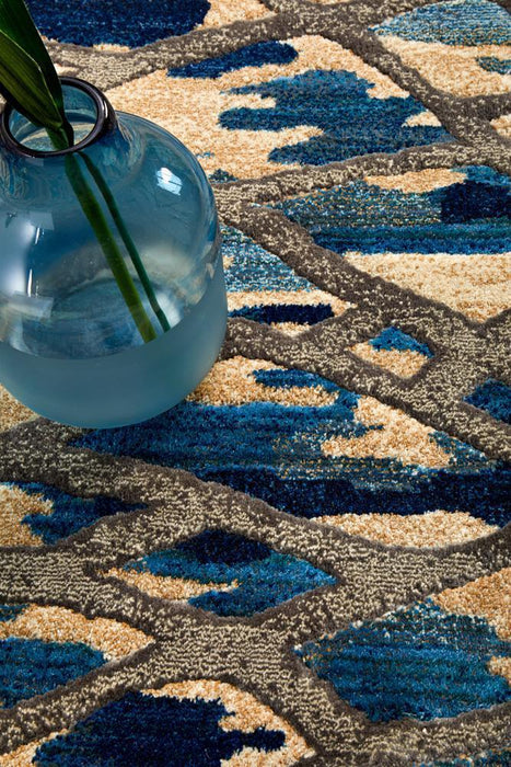 Dalaman Blue Stream Contemporary Rug, Rugs, Ozark Home 