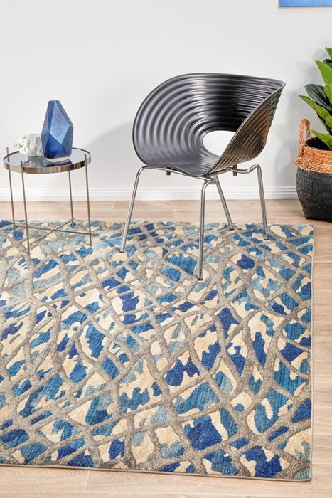 Dalaman Blue Stream Contemporary Rug, Rugs, Ozark Home 