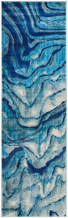 Dalaman Indigo Abstract Wave Contemporary Rug, Rugs, Ozark Home 