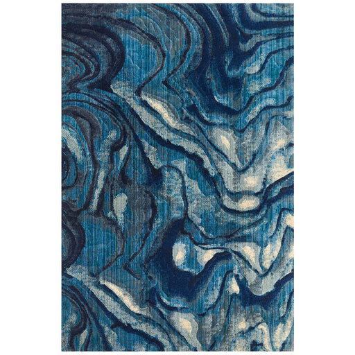 Dalaman Indigo Abstract Wave Contemporary Rug, Rugs, Ozark Home 