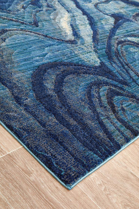 Dalaman Indigo Abstract Wave Contemporary Rug, Rugs, Ozark Home 