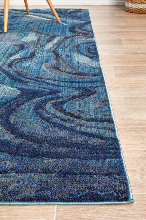 Dalaman Indigo Abstract Wave Contemporary Rug, Rugs, Ozark Home 