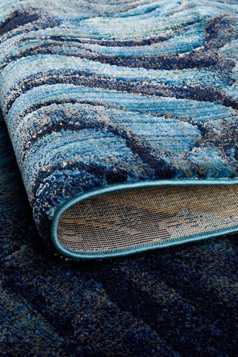 Dalaman Indigo Abstract Wave Contemporary Rug, Rugs, Ozark Home 