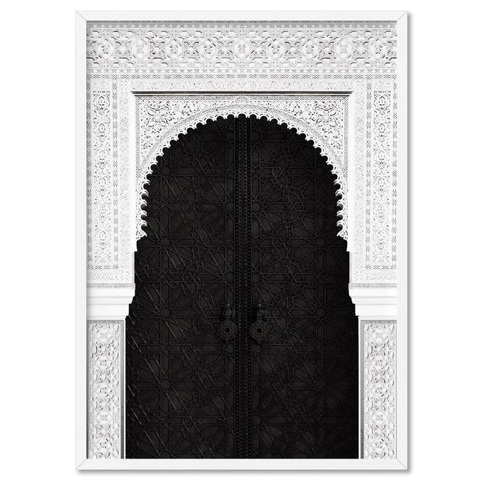 Ornate Moroccan Doorway in Black & White - Art Print, Wall Art, Ozark Home 