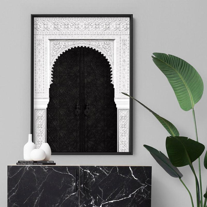 Ornate Moroccan Doorway in Black & White - Art Print, Wall Art, Ozark Home 