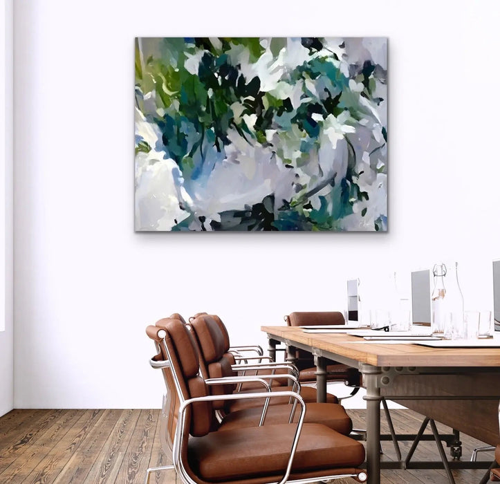 Dappled Lights In the Rainforest- Green and Blue Abstract Artwork Canvas Print by Edie Fogarty, Wall Art, Ozark Home 