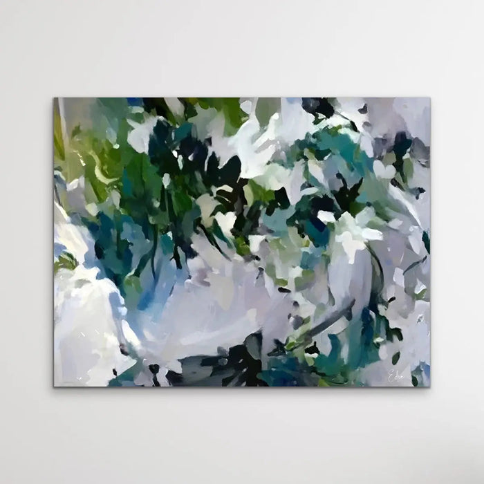 Dappled Lights In the Rainforest- Green and Blue Abstract Artwork Canvas Print by Edie Fogarty, Wall Art, Ozark Home 