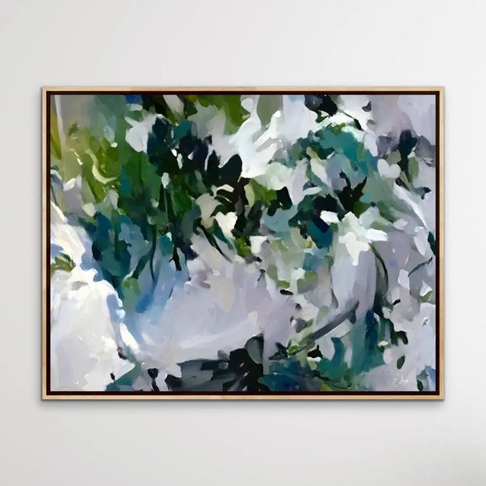 Dappled Lights In the Rainforest- Green and Blue Abstract Artwork Canvas Print by Edie Fogarty, Wall Art, Ozark Home 