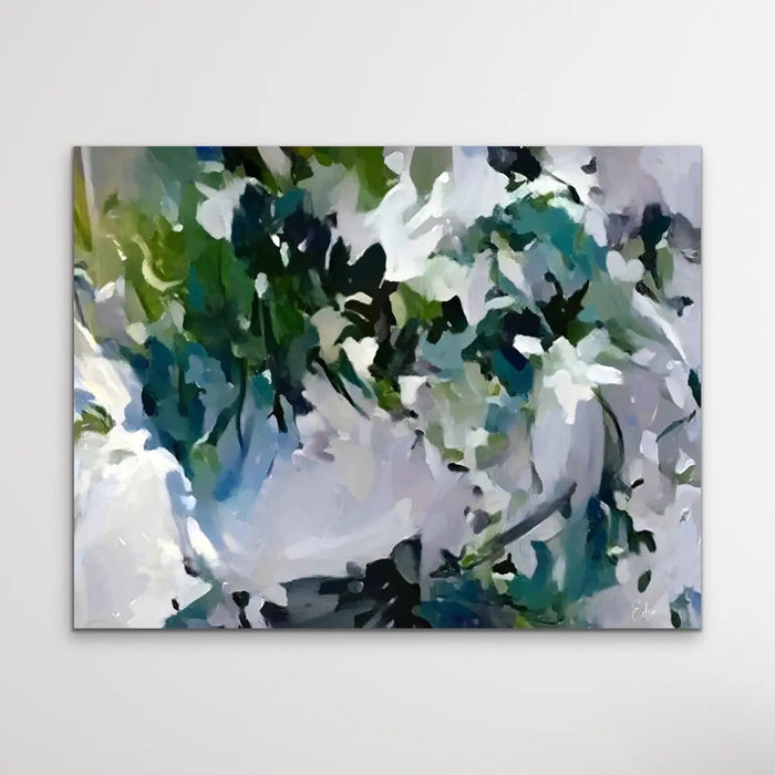 Dappled Lights In the Rainforest- Green and Blue Abstract Artwork Canvas Print by Edie Fogarty, Wall Art, Ozark Home 