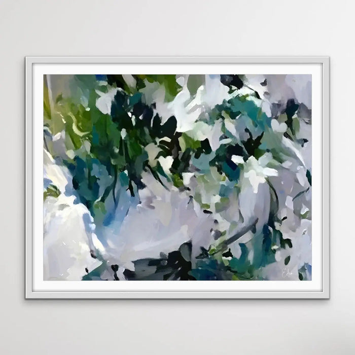 Dappled Lights In the Rainforest- Green and Blue Abstract Artwork Canvas Print by Edie Fogarty, Wall Art, Ozark Home 