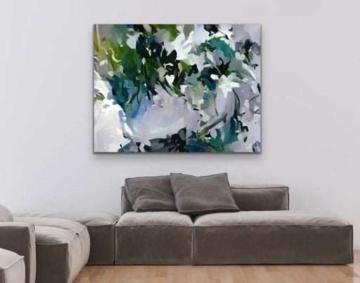 Dappled Lights In the Rainforest- Green and Blue Abstract Artwork Canvas Print by Edie Fogarty, Wall Art, Ozark Home 