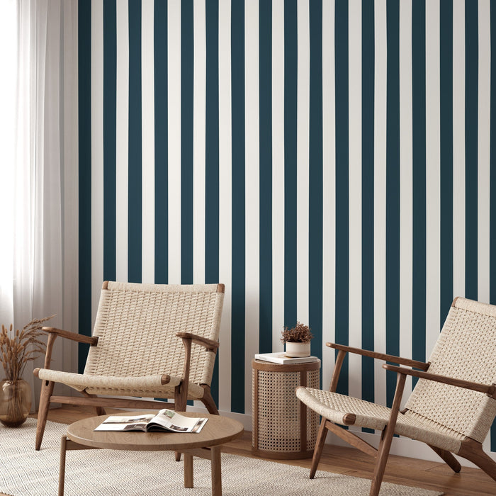 Deep Ocean Striped Peel and Stick Wallpaper