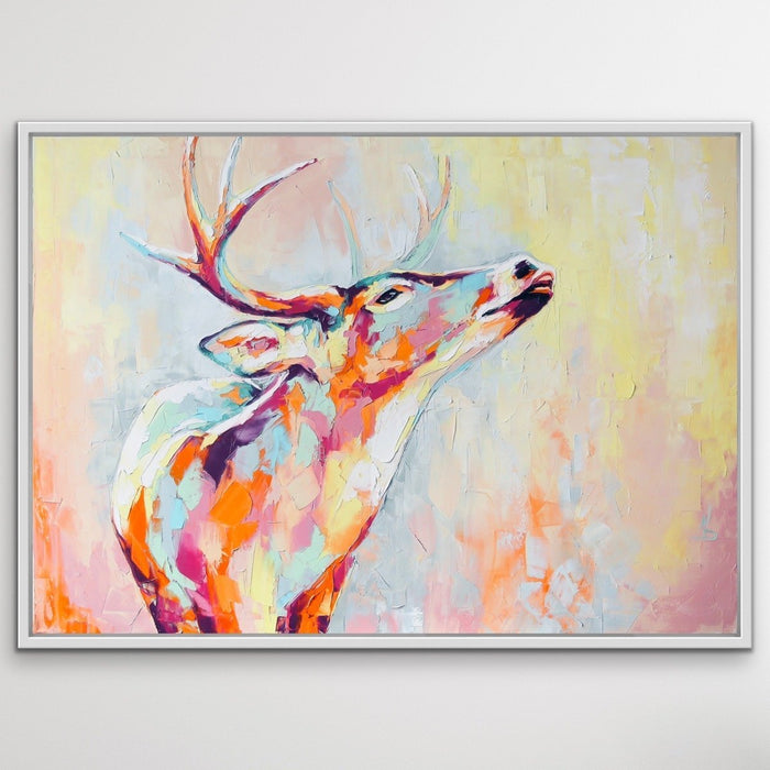 Deer - Colourful Deer Abstract Print On Canvas Or Paper