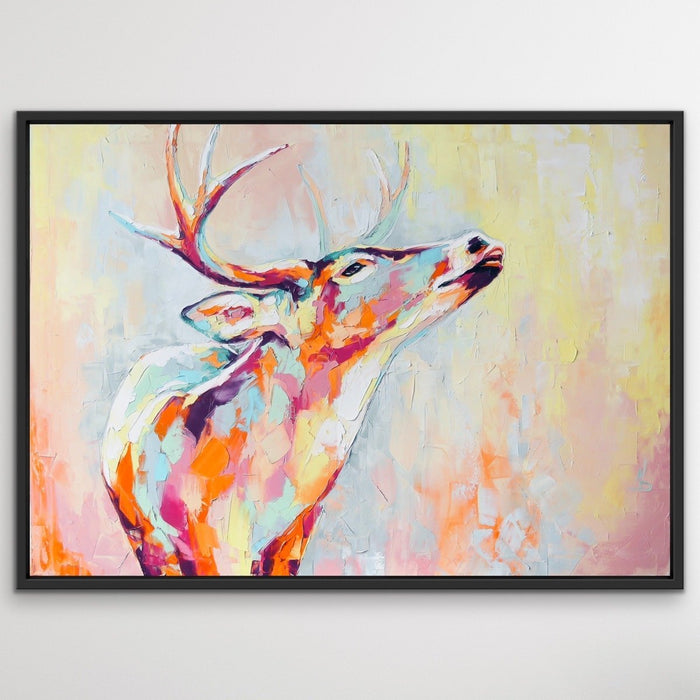 Deer - Colourful Deer Abstract Print On Canvas Or Paper