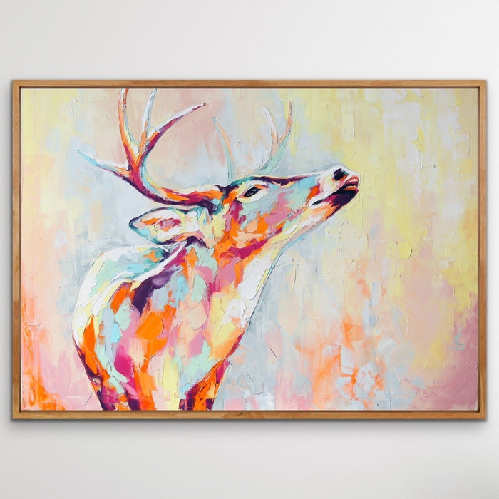 Deer - Colourful Deer Abstract Print On Canvas Or Paper