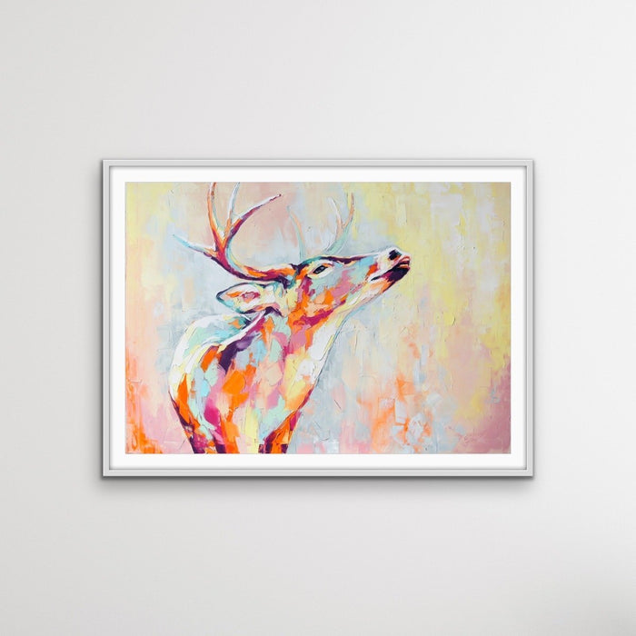 Deer - Colourful Deer Abstract Print On Canvas Or Paper