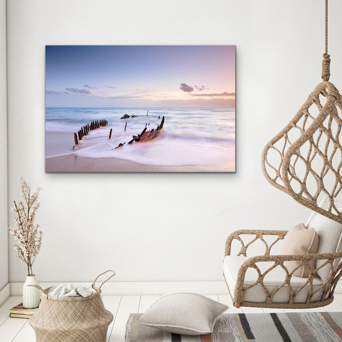 Dicky Beach - Sunshine Coast Queensland Shipwreck Photographic Canvas Art Print, Wall Art, Ozark Home 