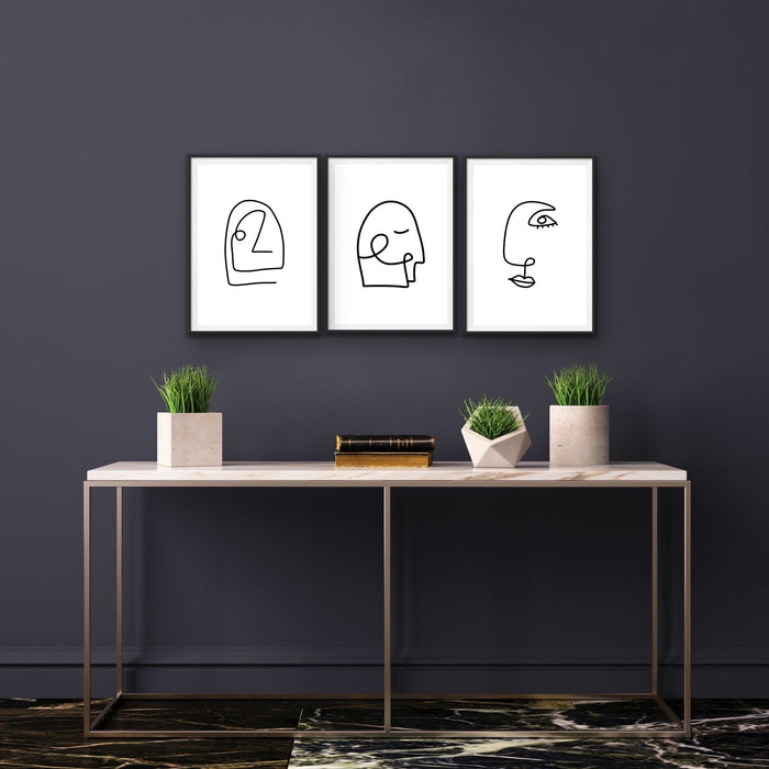 Down The Line - Three or Six Piece Original Face and Body Line Drawings, Wall Art, Ozark Home 