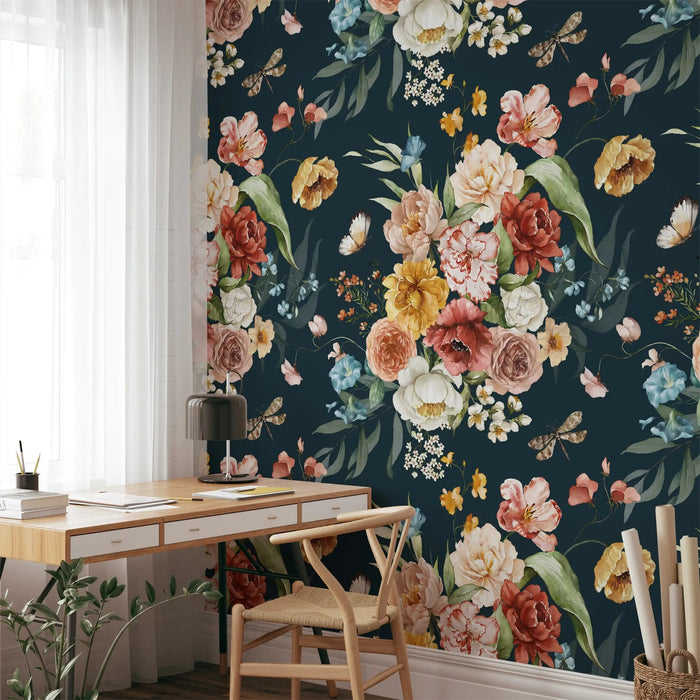 Dutch Florals - Dark - Wallpaper