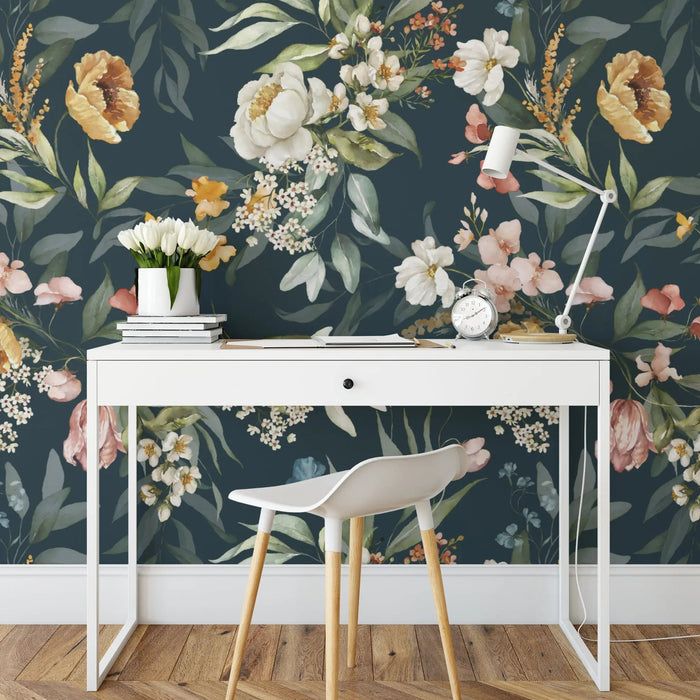 Dutch Florals - Dark Design Two - Wallpaper