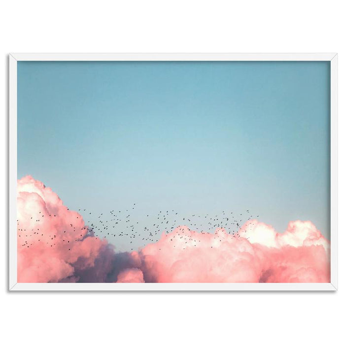 Above the Clouds in Blush, Blue Sky - Art Print - Ozark Home