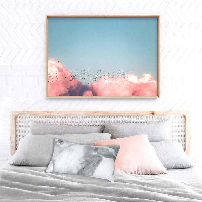 Above the Clouds in Blush, Blue Sky - Art Print - Ozark Home