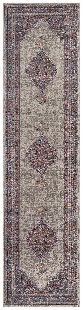 Erdek Grey Stonewashed Diamond Medallion Vintage Rug, Rugs, Ozark Home 