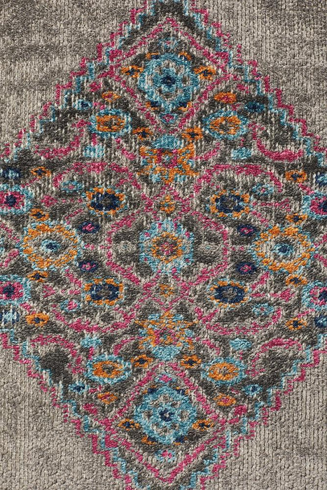 Erdek Grey Stonewashed Diamond Medallion Vintage Runner Rug, Rugs, Ozark Home 