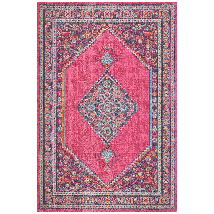 Erdek Pink Stonewashed Diamond Medallion Vintage Rug, Rugs, Ozark Home 