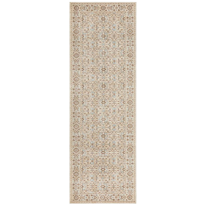 Erdek Bone Stonewashed Floral Grid Vintage Runner Rug, Rugs, Ozark Home 