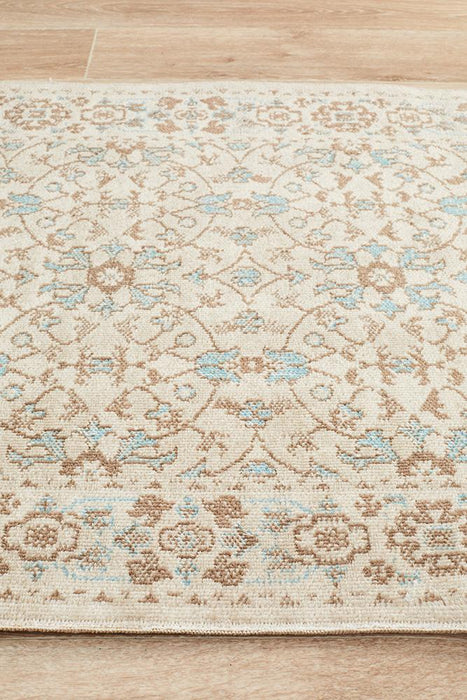 Erdek Bone Stonewashed Floral Grid Vintage Runner Rug, Rugs, Ozark Home 