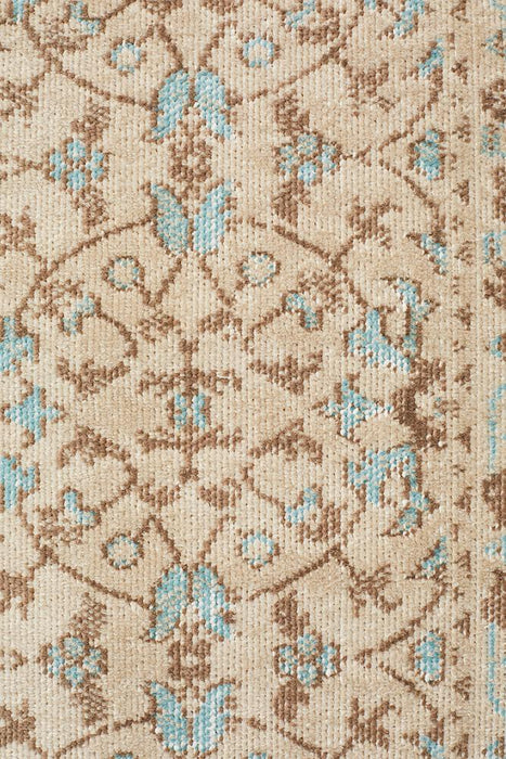 Erdek Bone Stonewashed Floral Grid Vintage Runner Rug, Rugs, Ozark Home 