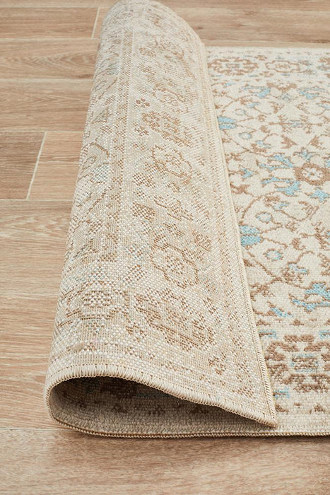 Erdek Bone Stonewashed Floral Grid Vintage Runner Rug, Rugs, Ozark Home 