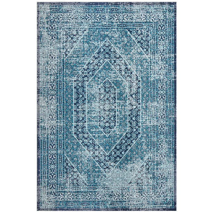 Erdek Royal Blue Stonewashed Diamond Vintage Rug, Rugs, Ozark Home 