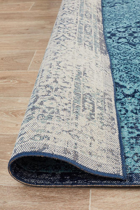 Erdek Royal Blue Stonewashed Diamond Vintage Rug, Rugs, Ozark Home 