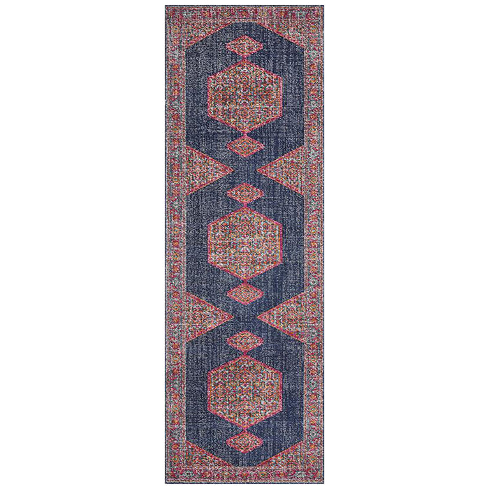 Erdek Navy Stonewashed Aztec Figaree Vintage Runner Rug, Rugs, Ozark Home 