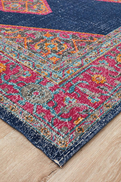 Erdek Navy Stonewashed Aztec Figaree Vintage Rug, Rugs, Ozark Home 