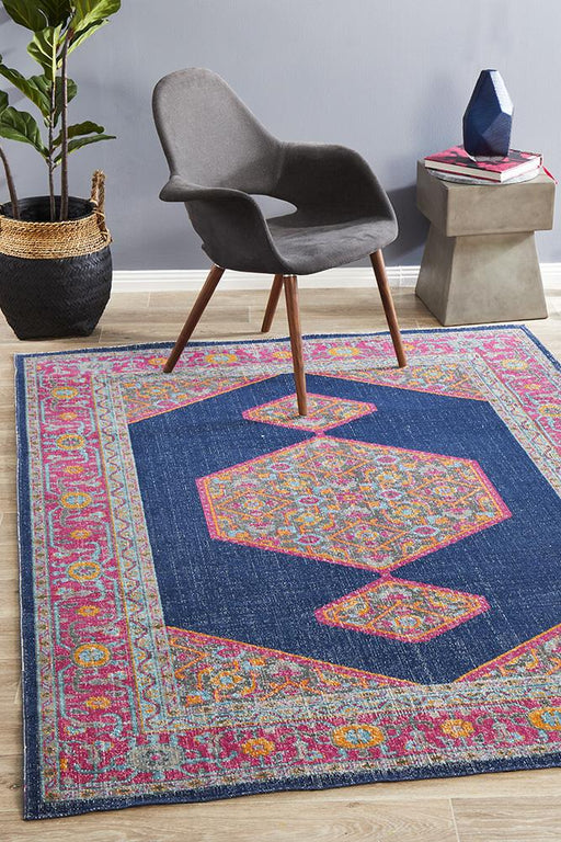 Erdek Navy Stonewashed Aztec Figaree Vintage Rug, Rugs, Ozark Home 