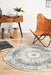 Ellora White Round Faded Transitional Medallion Contemporary Rug, Rugs, Ozark Home 