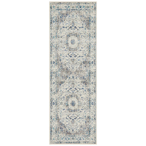 Ellora White Faded Transitional Medallion Contemporary Runner Rug, Rugs, Ozark Home 