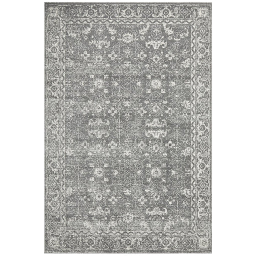 Ellora Silver Faded Transitional Grid Contemporary Rug, Rugs, Ozark Home 