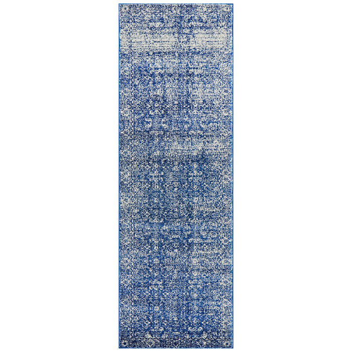 Ellora Navy Faded Transitional Grid Contemporary Runner Rug, Rugs, Ozark Home 