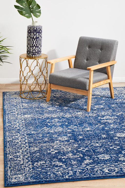 Ellora Navy Faded Transitional Grid Contemporary Rug, Rugs, Ozark Home 