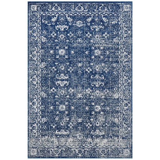 Ellora Navy Faded Transitional Grid Contemporary Rug, Rugs, Ozark Home 