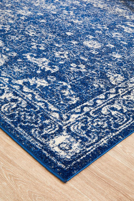 Ellora Navy Faded Transitional Grid Contemporary Rug, Rugs, Ozark Home 