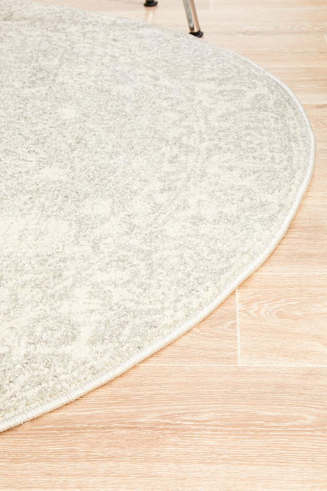 Ellora Silver Round Faded Transitional Grid Contemporary Rug, Rugs, Ozark Home 