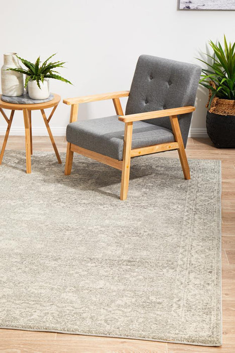 Ellora Silver Faded Transitional Grid Contemporary Rug, Rugs, Ozark Home 