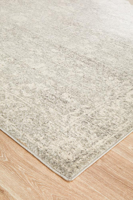 Ellora Silver Faded Transitional Grid Contemporary Rug, Rugs, Ozark Home 